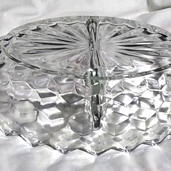 Cubist Crystal Divided 10" Dish! Perfect Condition! - Picture 7 of 7